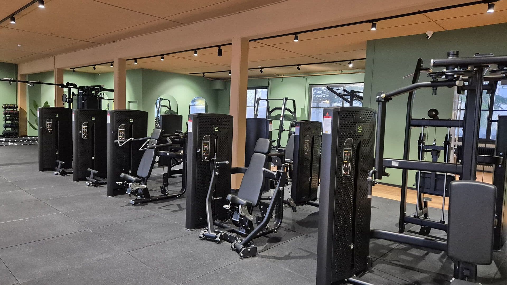 Modern gym floor prepared for the next training session